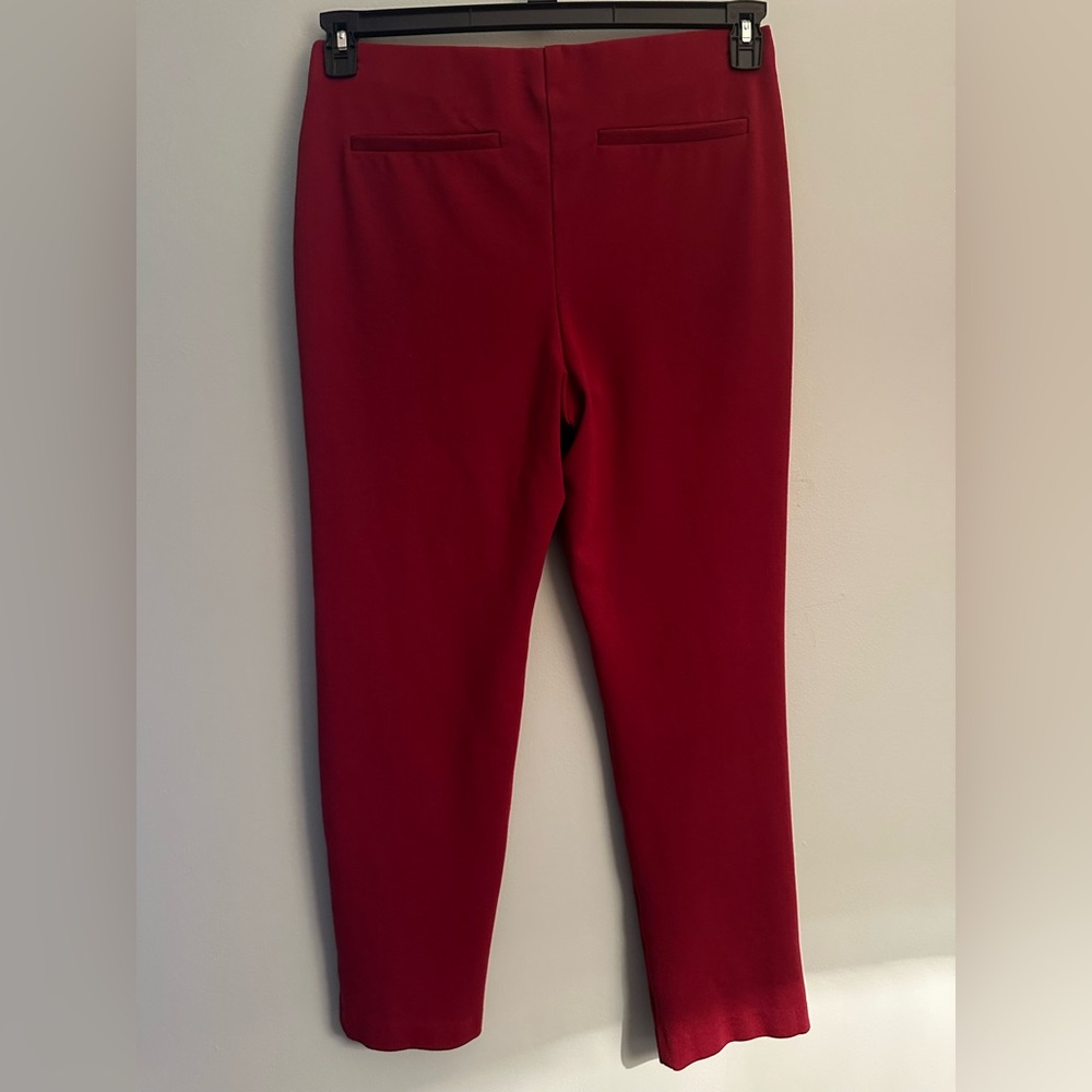🏷️ Womens Size 12 Alfani Seamed Tummy Panel Pull On Pants Red Burgundy - Picture 4 of 5
